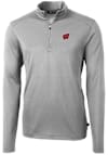 Main image for Mens Wisconsin Badgers Grey Cutter and Buck Virtue Eco Pique Qtr Zip Pullover