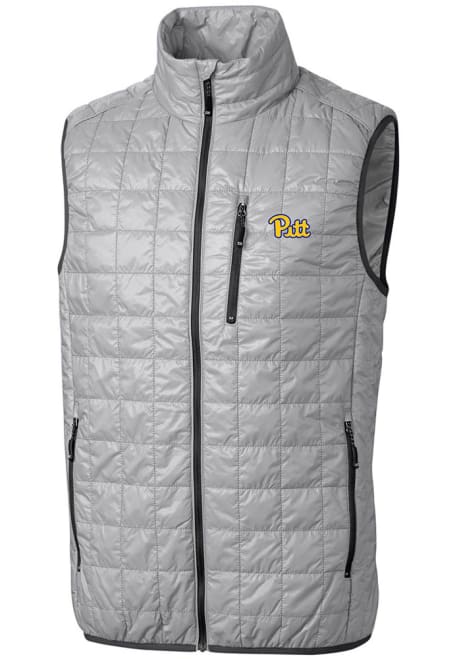 Mens Pitt Panthers Grey Cutter and Buck Rainier PrimaLoft Puffer Vest