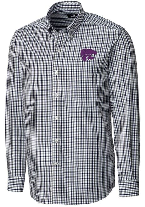 Mens K-State Wildcats Purple Cutter and Buck Gilman Long Sleeve Dress Shirt