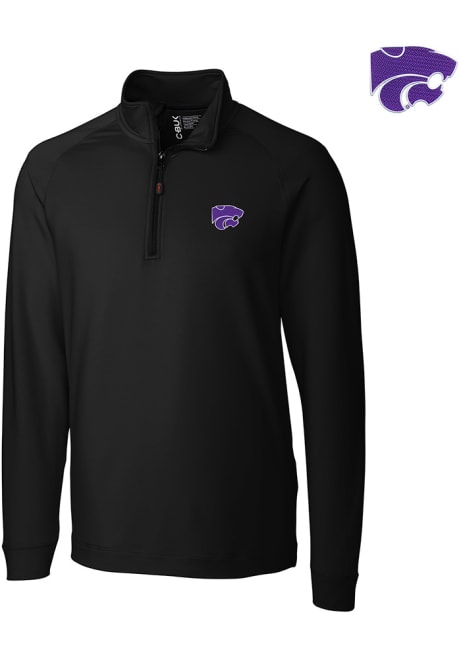 Mens K-State Wildcats Black Cutter and Buck Jackson 1/4 Zip Pullover
