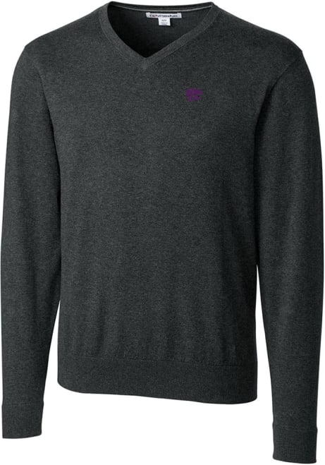 Mens K-State Wildcats Charcoal Cutter and Buck Lakemont Long Sleeve Sweater