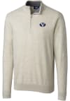 Main image for Cutter and Buck BYU Cougars Mens Oatmeal Lakemont Long Sleeve 1/4 Zip Pullover