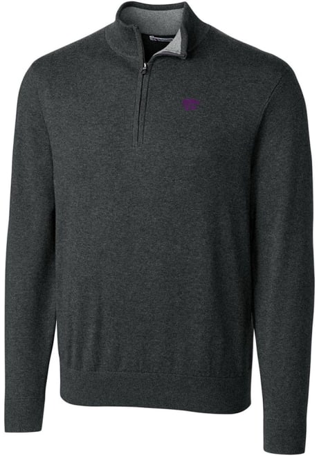 Mens K-State Wildcats Charcoal Cutter and Buck Lakemont 1/4 Zip Pullover