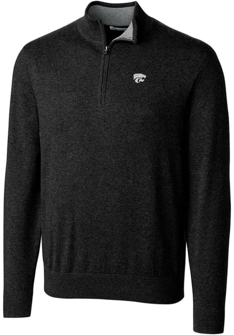 Mens K-State Wildcats Black Cutter and Buck Power Cat Lakemont 1/4 Zip Pullover