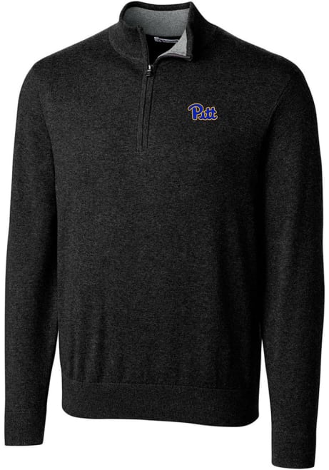 Mens Pitt Panthers Black Cutter and Buck Lakemont 1/4 Zip Pullover
