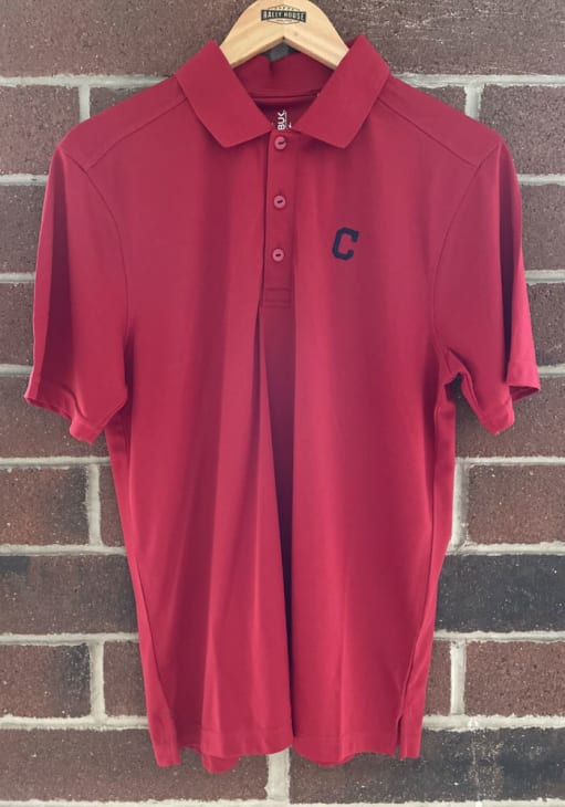 Cutter and Buck Cleveland Guardians Mens Red Fairwood Short Sleeve Polo