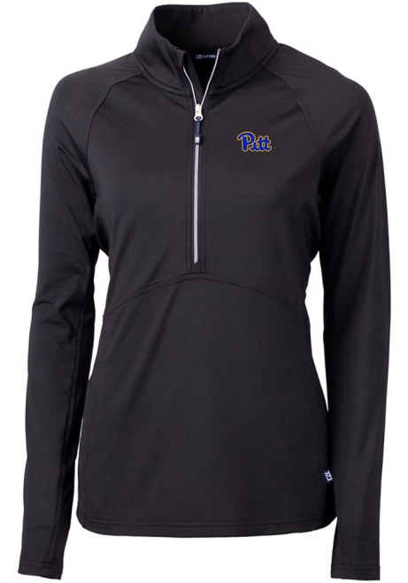 Womens Pitt Panthers Black Cutter and Buck Adapt Eco Qtr Zip