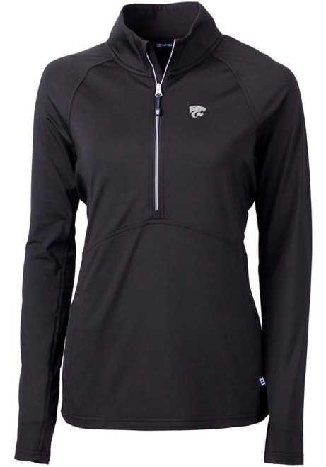 Womens K-State Wildcats Black Cutter and Buck Adapt Eco 1/4 Zip Pullover