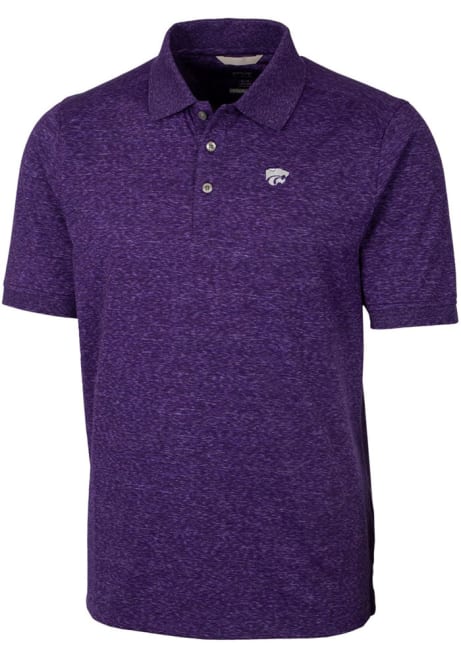 Mens K-State Wildcats Purple Cutter and Buck Advantage Space Dye Logo Short Sleeve Polo Shirt