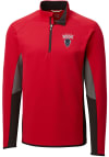 Main image for Cutter and Buck Howard Bison Mens Red Traverse Colorblock Long Sleeve 1/4 Zip Pullover