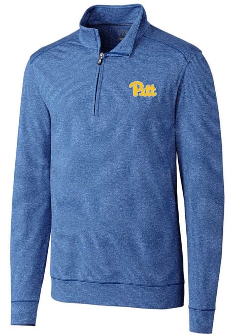 Mens Pitt Panthers Blue Cutter and Buck Shoreline Qtr Zip Pullover