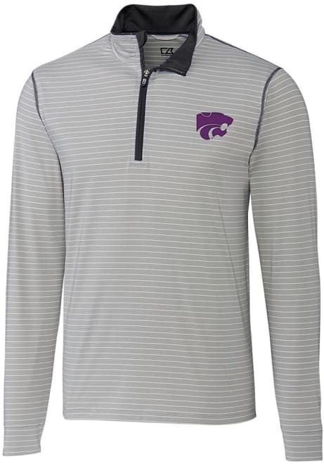 Mens K-State Wildcats Grey Cutter and Buck Meridian 1/4 Zip Pullover