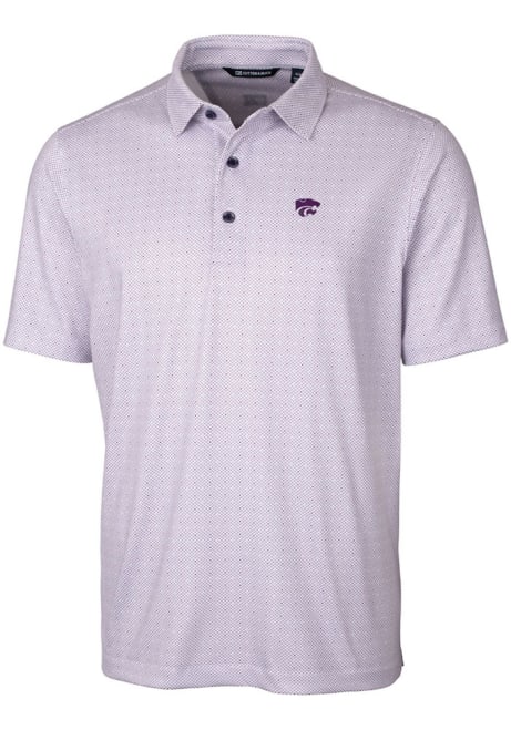 Mens K-State Wildcats Purple Cutter and Buck Pike Double Dot Print Short Sleeve Polo Shirt