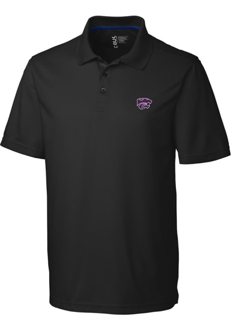 Mens K-State Wildcats Black Cutter and Buck Fairwood Short Sleeve Polo Shirt