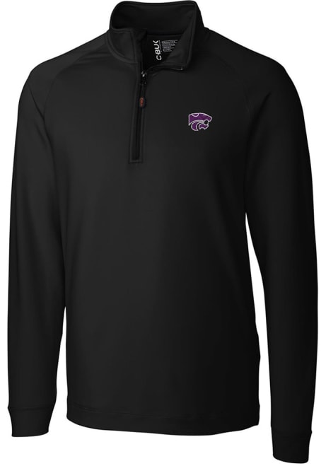 Mens K-State Wildcats Black Cutter and Buck Jackson 1/4 Zip Pullover