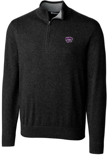 Mens K-State Wildcats Black Cutter and Buck Lakemont 1/4 Zip Pullover