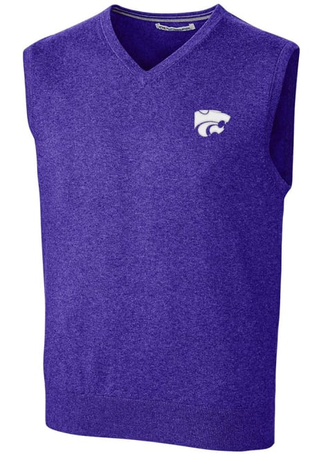 Mens K-State Wildcats Purple Cutter and Buck Lakemont Long Sleeve Sweater Vest