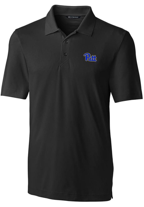 Mens Pitt Panthers Black Cutter and Buck Forged Short Sleeve Polo Shirt