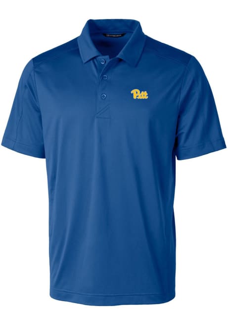 Mens Pitt Panthers Blue Cutter and Buck Prospect Textured Short Sleeve Polo Shirt