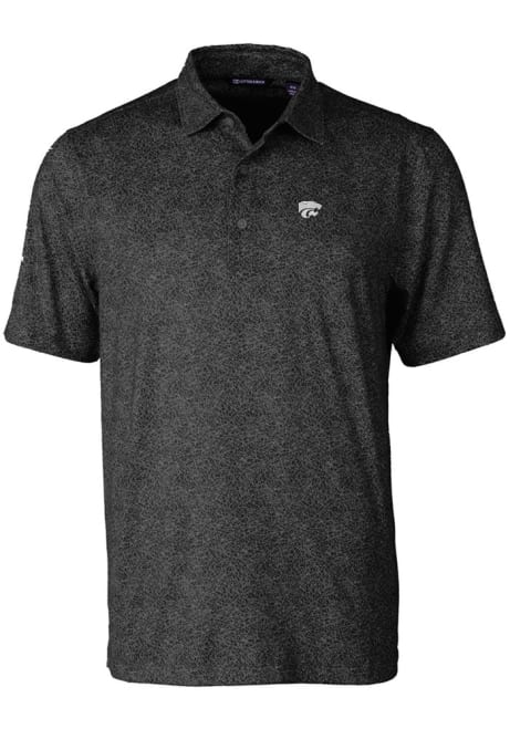 Mens K-State Wildcats Black Cutter and Buck Pike Constellation Short Sleeve Polo Shirt
