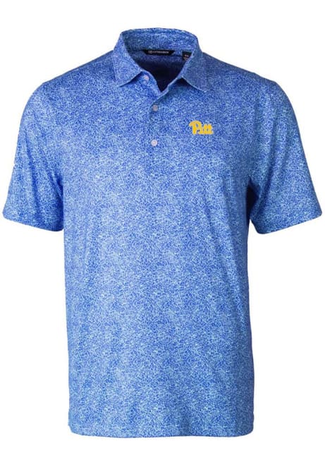 Mens Pitt Panthers Blue Cutter and Buck Pike Constellation Short Sleeve Polo Shirt