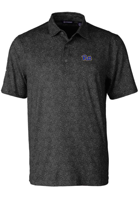 Mens Pitt Panthers Black Cutter and Buck Pike Constellation Short Sleeve Polo Shirt