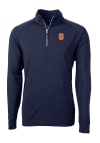 Main image for Cutter and Buck Syracuse Orange Mens Navy Blue Adapt Eco Knit Long Sleeve 1/4 Zip Pullover