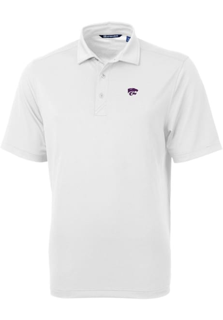 Mens K-State Wildcats White Cutter and Buck Virtue Eco Pique Short Sleeve Polo Shirt