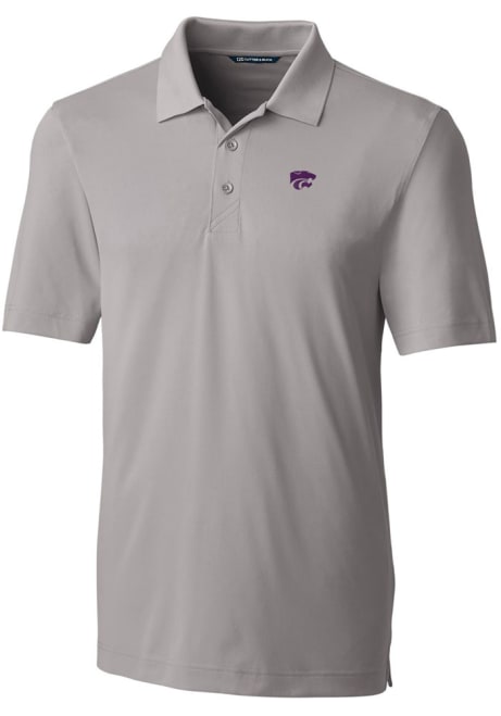 Mens K-State Wildcats Grey Cutter and Buck Forge Short Sleeve Polo Shirt