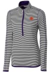 Main image for Cutter and Buck Clemson Tigers Womens Purple Trevor Stripe 1/4 Zip Pullover
