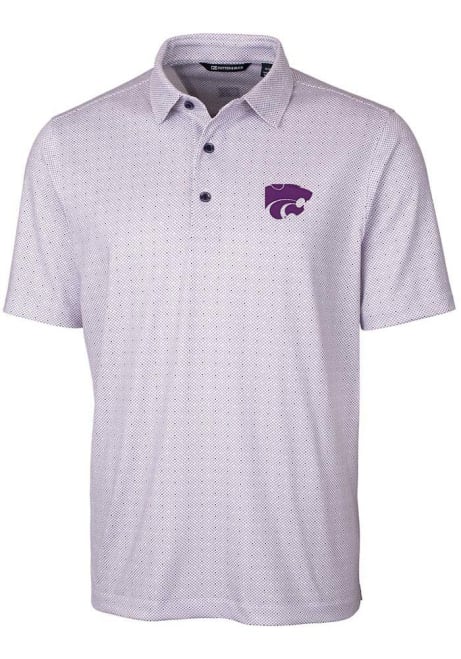 Mens K-State Wildcats Purple Cutter and Buck Pike Double Dot Short Sleeve Polo Shirt