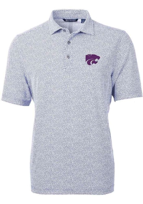 Mens K-State Wildcats Lavender Cutter and Buck Virtue Botanical Short Sleeve Polo Shirt