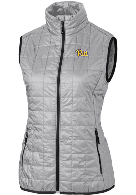 Womens Pitt Panthers Grey Cutter and Buck Rainier PrimaLoft Puffer Vest