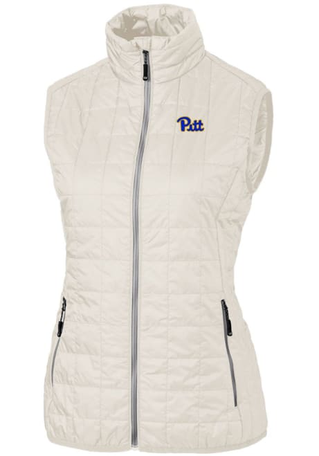 Womens Pitt Panthers White Cutter and Buck Rainier PrimaLoft Puffer Vest