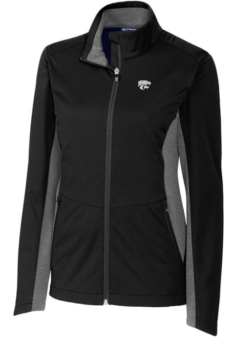 Womens K-State Wildcats Black Cutter and Buck Navigate Softshell Light Weight Jacket