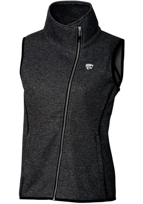Womens K-State Wildcats Charcoal Cutter and Buck Mainsail Vest