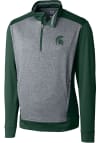 Main image for Cutter and Buck Michigan State Spartans Mens Green Replay Long Sleeve 1/4 Zip Pullover