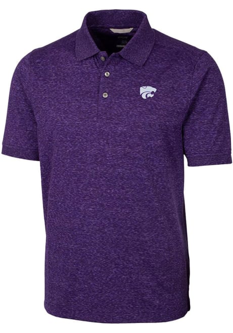 Mens K-State Wildcats Purple Cutter and Buck Advantage Space Dye Short Sleeve Polo Shirt