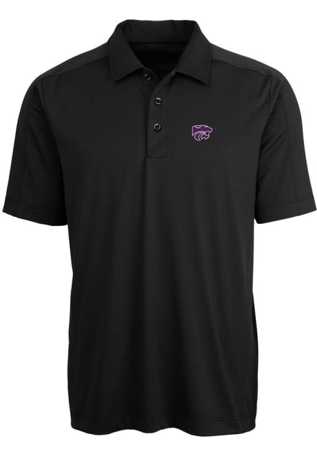 Mens K-State Wildcats Black Cutter and Buck Prospect Short Sleeve Polo Shirt