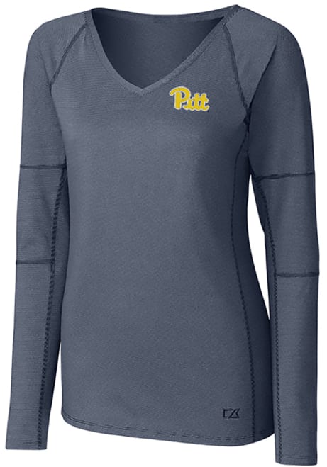 Womens Pitt Panthers Navy Blue Cutter and Buck Victory LS Tee