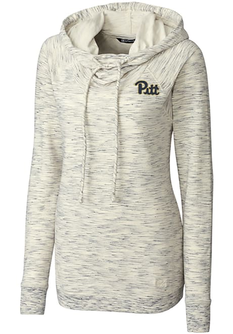 Womens Pitt Panthers White Cutter and Buck Tie Breaker Hooded Sweatshirt