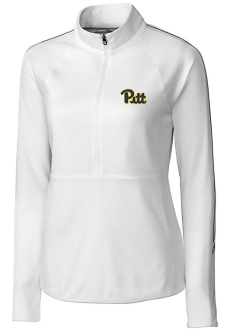 Womens Pitt Panthers White Cutter and Buck Pennant Sport Qtr Zip