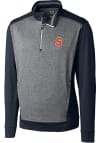 Main image for Cutter and Buck Syracuse Orange Mens Navy Blue Replay Long Sleeve 1/4 Zip Pullover