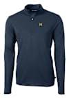 Main image for Mens Michigan Wolverines Blue Cutter and Buck Virtue Eco Pique Qtr Zip