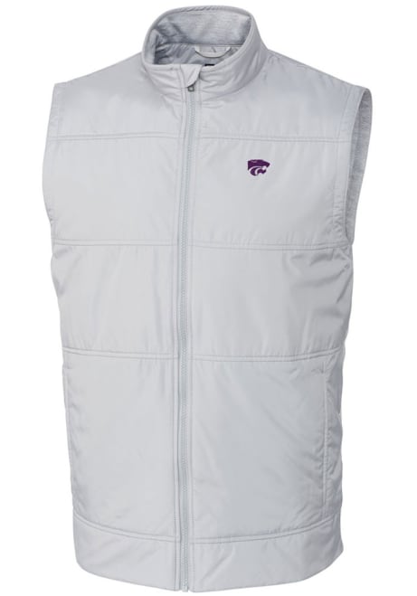 White K-State Wildcats Cutter and Buck Mens Stealth Hybrid Quilted Windbreaker Vest Big and Tall Vest