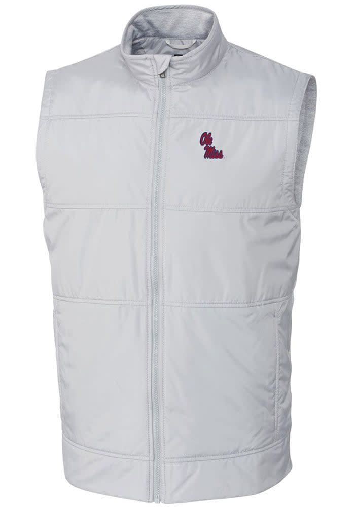 Cutter and Buck Ole Miss Rebels Stealth Hybrid Quilted Windbreaker Vest White