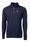 Main image for Cutter and Buck Virginia Cavaliers Mens Navy Blue Vault Adapt Eco Knit Long Sleeve 1/4 Zip Pullo..