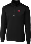 Main image for Cutter and Buck Wisconsin Badgers Mens Black Traverse Stretch Big and Tall 1/4 Zip Pullover