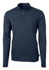 Main image for Cutter and Buck Georgetown Hoyas Mens Navy Blue Vault Virtue Eco Pique Long Sleeve Qtr Zip Pullo..