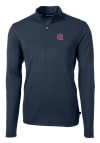 Main image for Cutter and Buck Gonzaga Bulldogs Mens Navy Blue Vault Virtue Eco Pique Long Sleeve Qtr Zip Pullo..